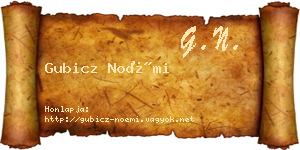 Gubicz Noémi névjegykártya