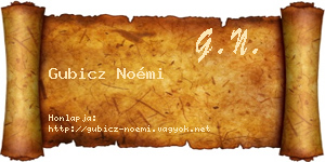 Gubicz Noémi névjegykártya